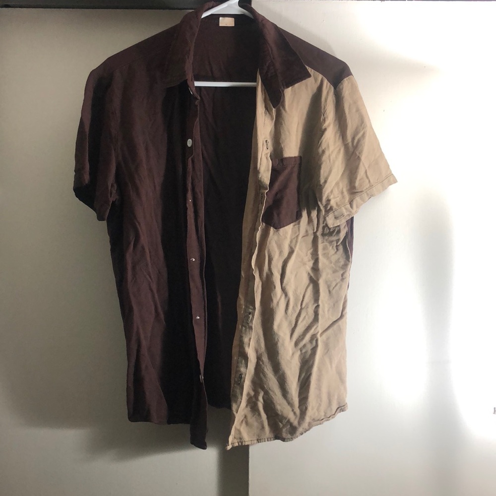 Men’s large casual button down two toned brown